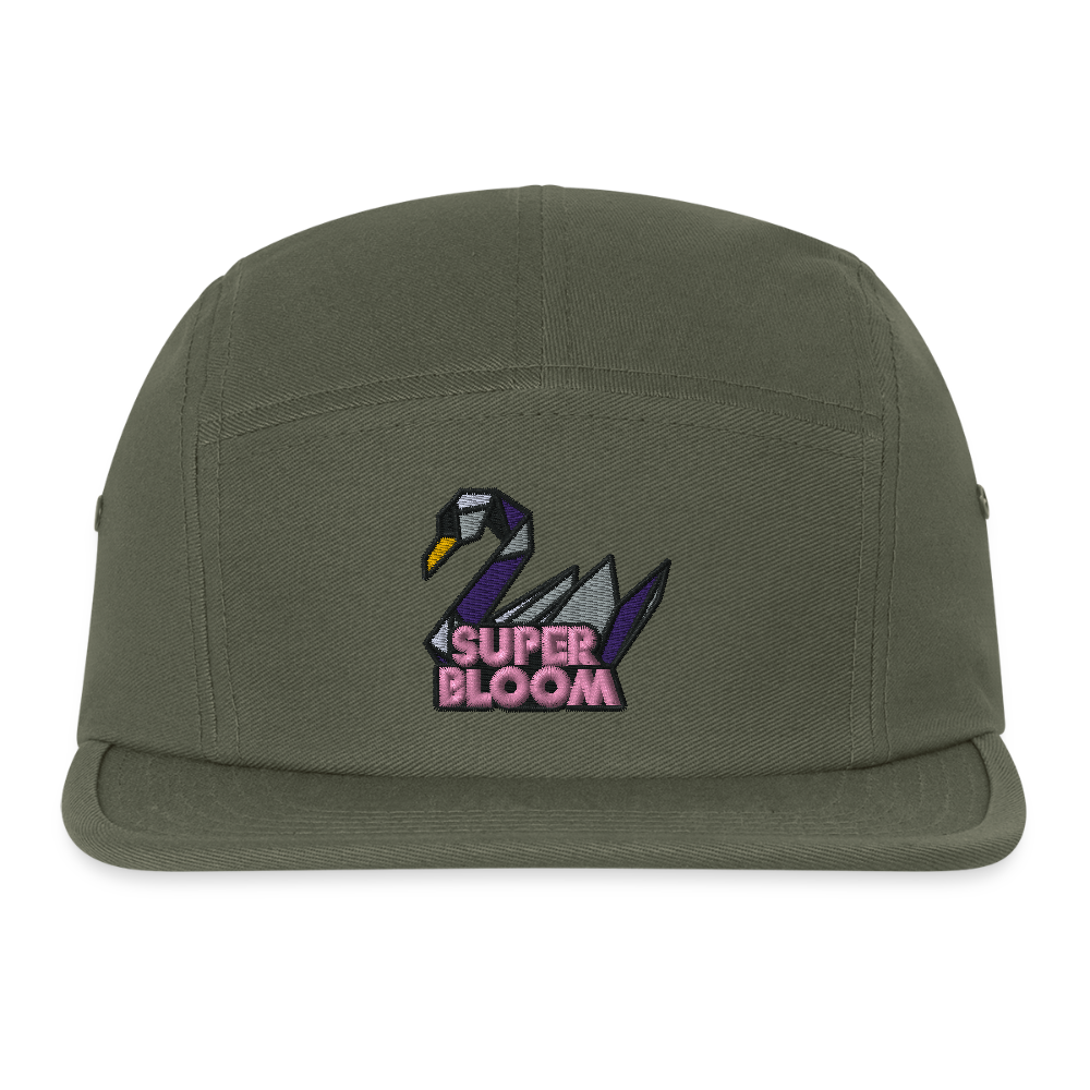 Swan Canvas Camper Cap - bunter Stick - Olivgrün