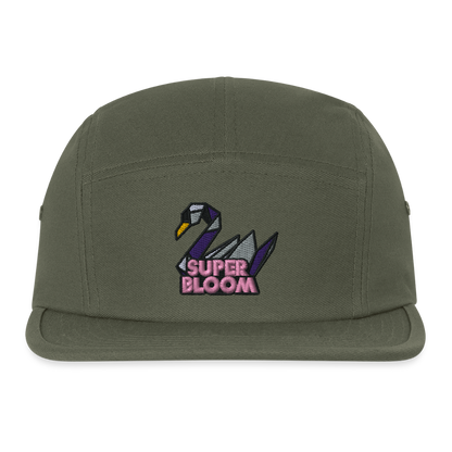 Swan Canvas Camper Cap - bunter Stick - Olivgrün